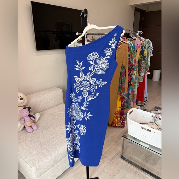 Farm Rio: Blue Garden Knit Midi Dress Beautiful Blue! - Picture 10 of 13